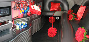 red black limousine interior